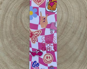 90s / 00s Pink Cartoon Style Bookmark | Bookish / Bookworm Gift | Handmade Digital Art
