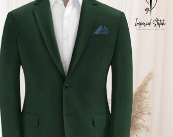 Italian Emerald Green Cotton Stretch Suit  Men's Suit For Wedding, Engagement, Anniversary, Prom, Groom Wear And Grooms Men suit