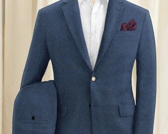 Handmade Best Quality Blue in Color Suit For Men | Wedding Suit Event Anniversary Gift For Him | Two Piece Three Piece Both Suit