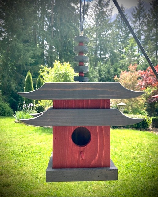 Jinja Bird House, Outdoor Hanging Bird House, Pagoda, Asian Bird House ...