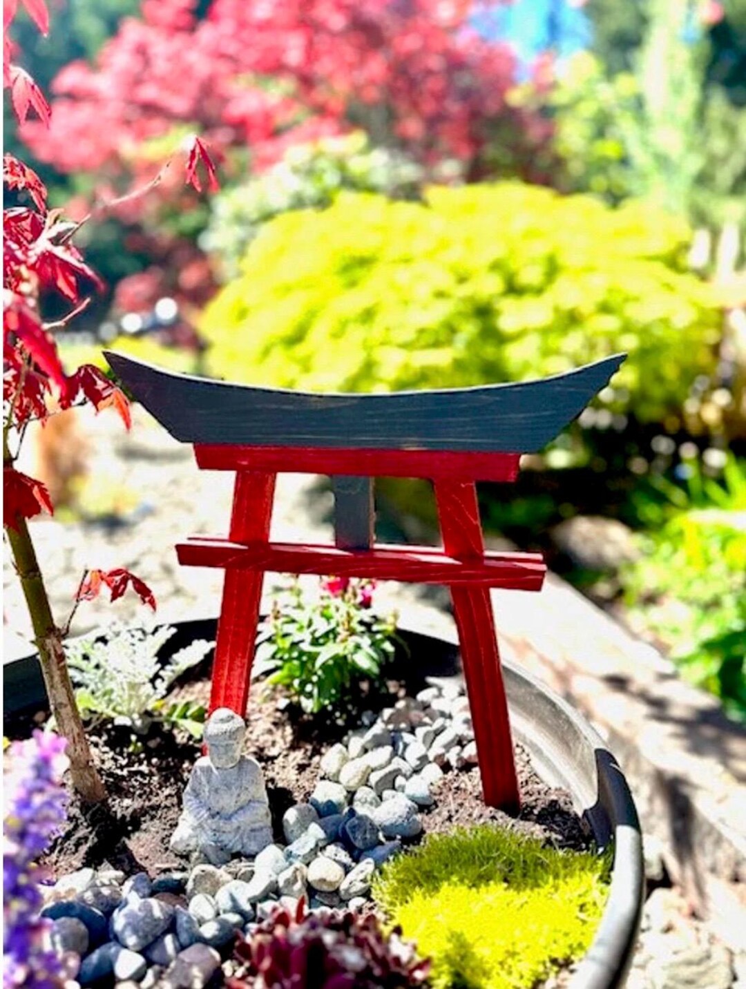 Cedar Torii Gate Garden Statue: Asian Zen Decor (14 Inch) - Etsy