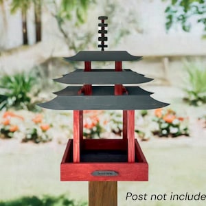 Grand Pagoda Bird Feeder: XL Asian Style Cedar Platform
