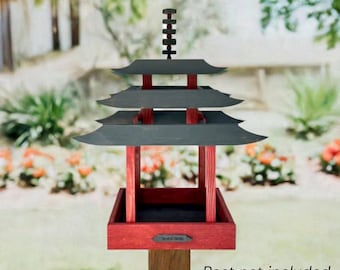 Grand Pagoda Bird Feeder: XL Asian Style Cedar Platform