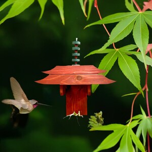thumbnail image 2 of Handcrafted Wooden Hummingbird House - Outdoor Garden, Patio, Balcony Hanging Decor 2 of 12