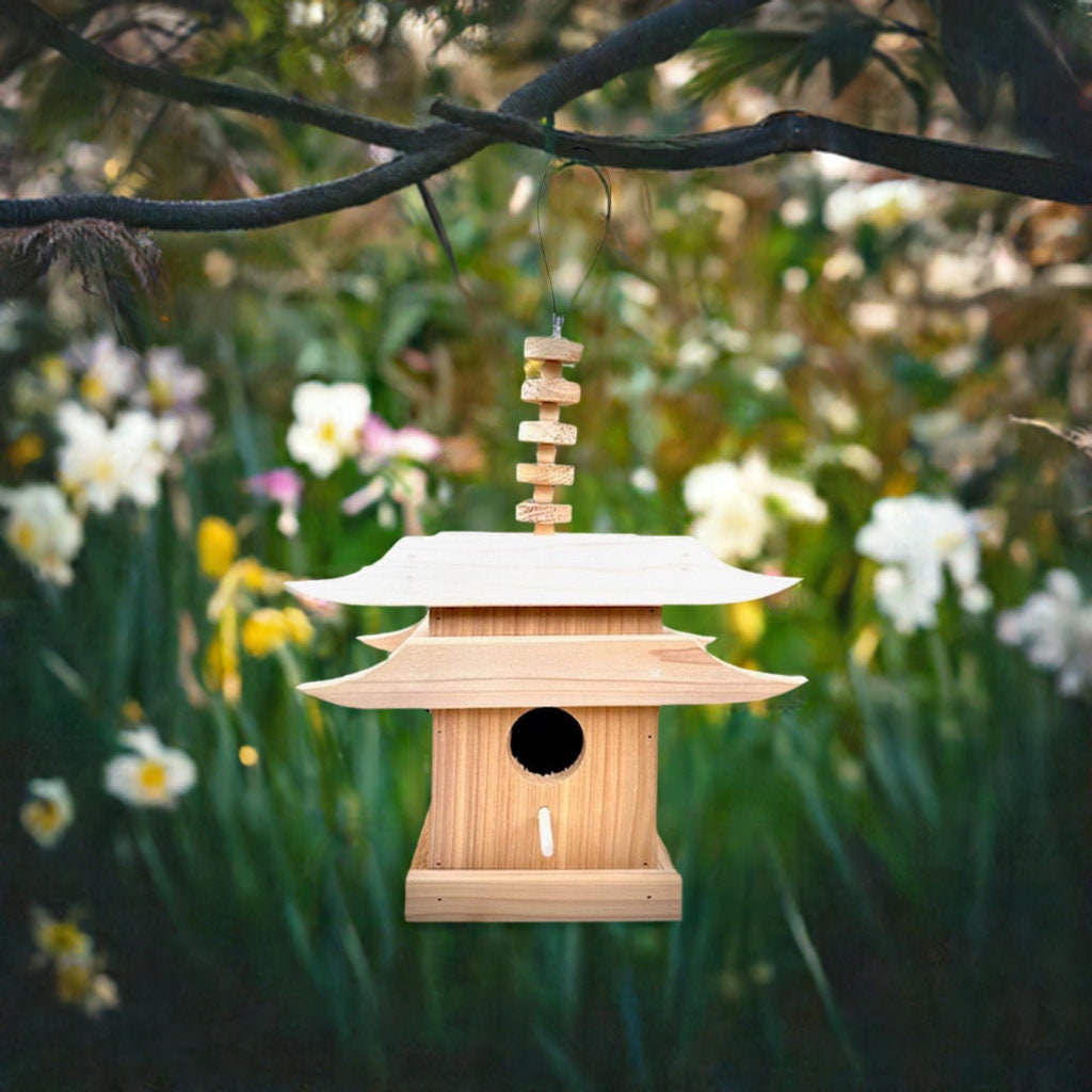 Jinja Bird House, Outdoor Hanging Bird House, Pagoda, Asian Bird House ...