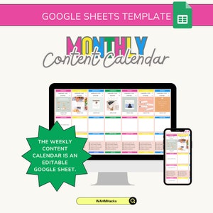 Social Media Content Calendar Google Sheets, Weekly Content Calendar, Social Media Planner, Weekly Content Planner, Digital Planner
