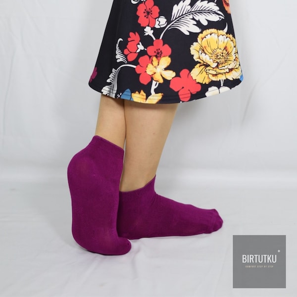 Calzini di bambù viola da donna, calzini da donna alla caviglia, calzini sottili da donna, calzini casual, calzini innovativi per ragazze