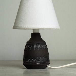 Ulla Winblad Table Lamp, Black Stoneware | Swedish MCM Retro Studio Pottery | Alingsås Keramik Ulla Winblad