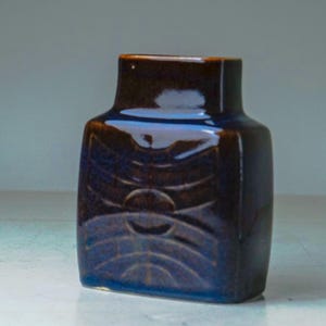 Carl-Harry Stålhane Rörstrand Vintage Ceramic Vase - CDP Model - Blue Brown Glaze - Swedish Mid-Century Decor - Collectible Home Decor