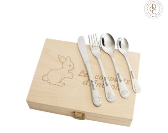 Children's cutlery with engraving / Safari / Personalized with name / Gift idea / Birth / Personalized breakfast board