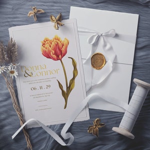 Gelbe und grüne florale Hochzeitseinladung, Boho Wildblumen Einladung, druckbare Einladung, bunte Wildblumenkarte, Sofortiger Download