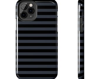 Black & Grey Striped iPhone Case, Punk iPhone Case, Goth Aesthetic