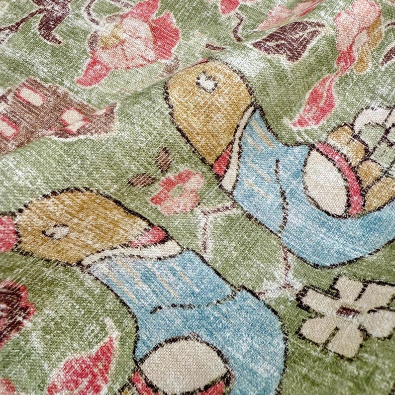 Hellgrüner Vogel-Muster-Stoff Lebhafter Baumwollstoff Pistaziengrüner Blumendrapierungs-Stoff Wohndekor-Stoff Massenvorrat Vorhang-Kissen-Stoff Bild 2