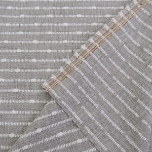 Greige Striped Fabric Woven Texture Chunky Creamy Grey Slubby Hobnail Stripe Weave Pattern Modern Home Upholstery Drapery Warm Gray Material image 4