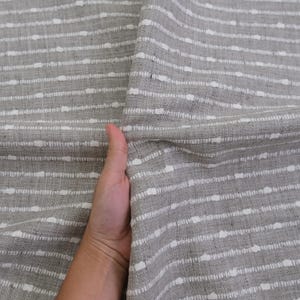 Greige Striped Fabric Woven Texture Chunky Creamy Grey Slubby Hobnail Stripe Weave Pattern Modern Home Upholstery Drapery Warm Gray Material image 3