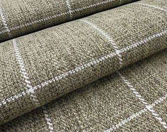 Sage Green Windowpane Upholstery Fabric Check Design Textile Summer Home Drapery Guest Bedroom Refresh Curtain Soft Green Chenille Yardage