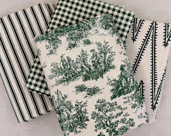 Pine Green Cotton Fabric Collection by Yard Upholstery Curtain Drapery Pillow Cover Sewing Material Yardage Forest Green Matching Textile