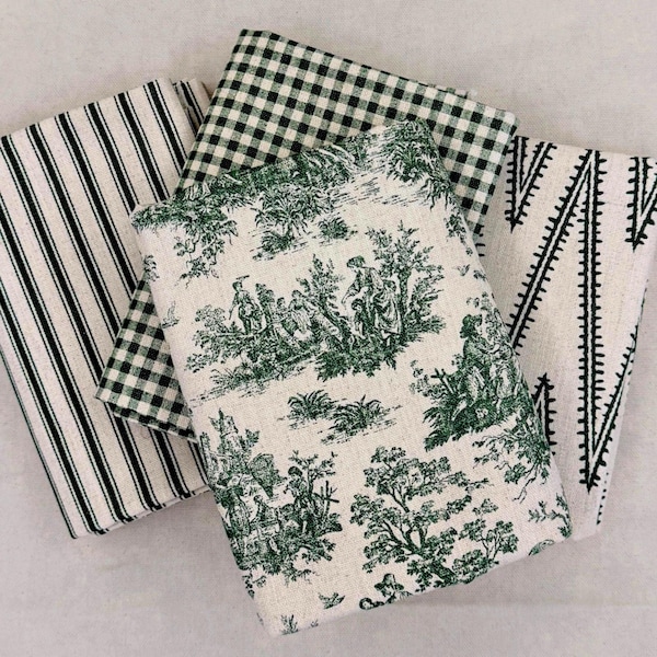 Pine Green Cotton Fabric Collection by Yard Upholstery Curtain Drapery Pillow Cover Sewing Material Yardage Forest Green Matching Textile