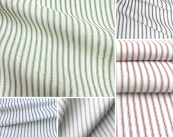 Ticking Stripe Fabric Cotton by Yard Farmhouse Decor DIY Sewing Pillow Cover Curtain Material Classic Striped Vintage Style Home