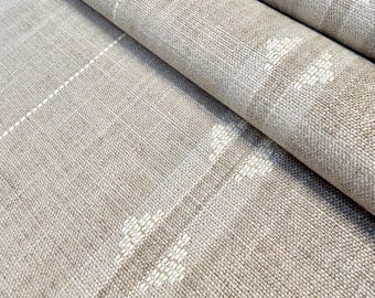 Tela beige neutra cortada a medida. Tela con aspecto de lino a rayas. Funda para estor romano. Material de tejido grueso para decoración del hogar. Acabado en crema.