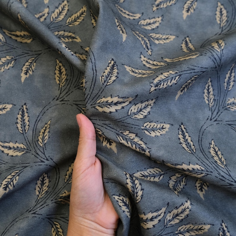 Drapery Yardage Botanical Pattern Home Decor Linen Dark Charcoal Curtain Panel Fabric Organic Modern Fabric