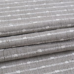 Greige Striped Fabric Woven Texture Chunky Creamy Grey Slubby Hobnail Stripe Weave Pattern Modern Home Upholstery Drapery Warm Gray Material image 6