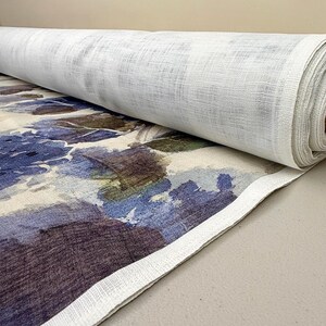 Blue Watercolor Floral Print by the Yard Designer Abstract Prussian Material Drapery and Curtain Fabric Table Linen Home Decor Cushion Cover 画像 9