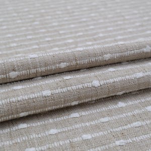 Tela de rayas color arena, gris cálido, gruesa, texturizada, para muebles, estilo rústico, para sillas de comedor, sofás.