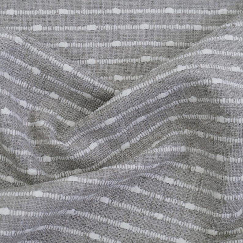 Greige Striped Fabric Woven Texture Chunky Creamy Grey Slubby Hobnail Stripe Weave Pattern Modern Home Upholstery Drapery Warm Gray Material image 7