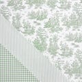 Sage Toile Fabric Light Green Gingham Cotton Pinstripe Soft Green Complementary Print Cottagecore Textile Kitchen Decor Curtain Tablecloth
