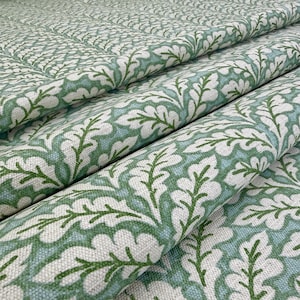 Green Botanical Fabric by Yard Leaf Print Classic Garden Textile Designer Home Decor Heavy Upholstery Drapery Sewing Slub Linen Material