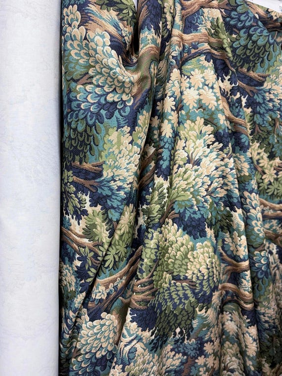 Forest Tapestry Fabric Yardage Bulk Verdure Tapestry Style Wholesale Fabric Discount Green Brown Patterned Somerset Print Upholstery Textile