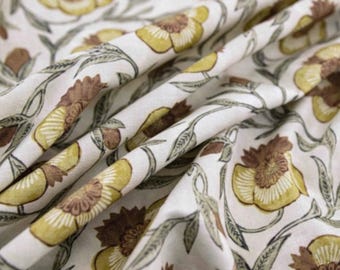 Tela con estampado floral amarillo óxido, estilo ecléctico para la decoración del hogar, material textil de diseño para cortinas de ventanas, almohada de costura para el hogar, tela gris cúrcuma