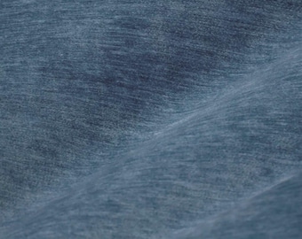 Blue Chenille Upholstery Fabric by the Yard Soft Velvet Like Heavy Weight Material for Sofa Chair Cushion Home Decor Low Pile Slate Blue