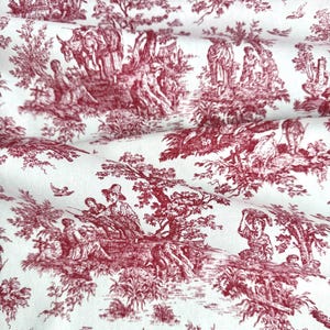 Toile Fabric by the Yard French Pastoral Kitchen Curtain Material Shabby Chic Gift Wrapping Fabric Vintage Style Country Sewing Gift for Mom
