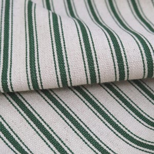 Tela de tapicería para sillas, color verde pino, con rayas finas, cortada a medida, estilo campestre francés, ideal para decoración del hogar. Tela vintage con rayas finas para debajo de los gabinetes. imagen 10