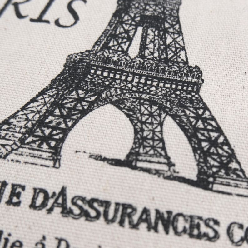 Vintage Travel Fabric by Yard French Postmark Stamp Print Neutral Onyx Cotton Textile for Pillow Cover Curtain Panel Wall Decor Paris Theme image 7