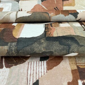 Terracotta Upholstery Fabric Designer Mid Century Modern Textile Abstract Floral Home Decor Accent Chenille MCM Geometric Architecture Style image 7