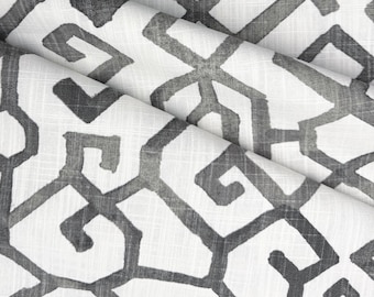 Gray Geometric Print Cotton Fabric by the Yard Neutral Upholstery Textile Modern Decor Contemporary Farmhouse DIY Projects
