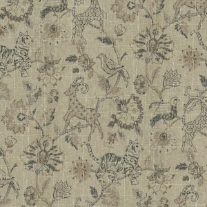 Chenille Upholstery Fabric Neutral Jacobean Safari Animal Floral Print by the Yard Designer Heavyweight Material for Sofa Pillow and Drapery