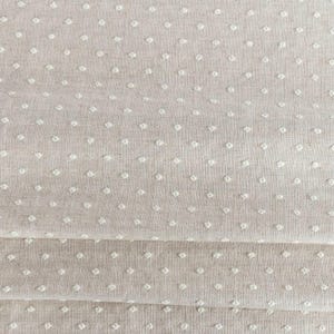 Textured Linen Blend Fabric Ivory Dot Embroidered Sandy Beige Textile Upholstery Sewing Premium Drapery Cloth Quilting Crafts DIY Projects