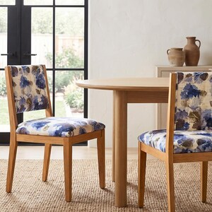 Blue Watercolor Floral Print by the Yard Designer Abstract Prussian Material Drapery and Curtain Fabric Table Linen Home Decor Cushion Cover 画像 3
