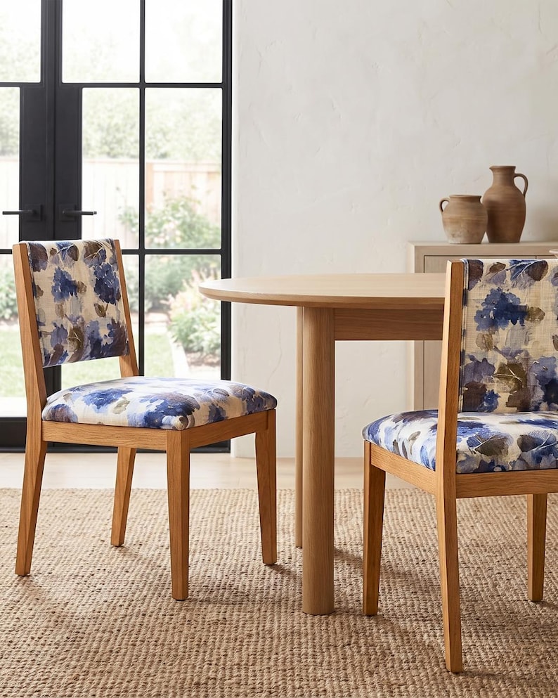 Blue Watercolor Floral Print by the Yard Designer Abstract Prussian Material Drapery and Curtain Fabric Table Linen Home Decor Cushion Cover 画像 3