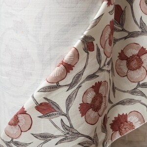 Floral Fabric Yardage Dusty Rose Bedroom Curtain Material Maroon Vintage Inspired Design Living Room Muted Red Drapery Textile Gray Toned image 2