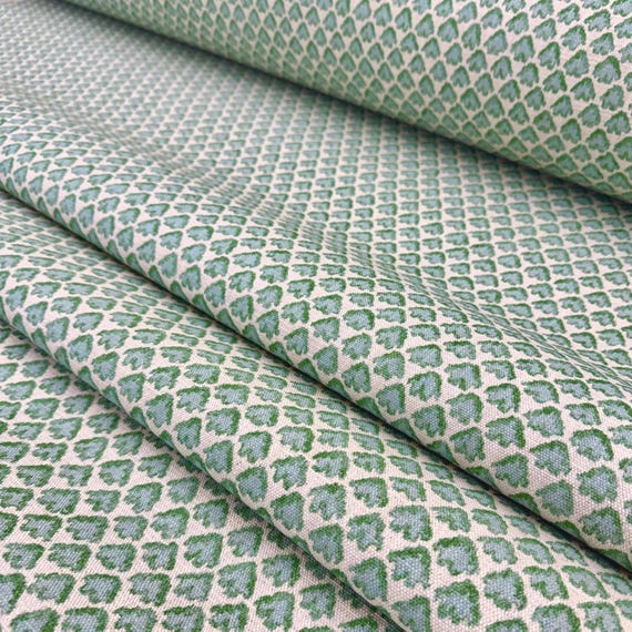 Green Botanical Fabric by Yard Leaf Print Classic Garden Textile Designer Home Decor Heavy Upholstery Drapery Sewing Slub Linen Material