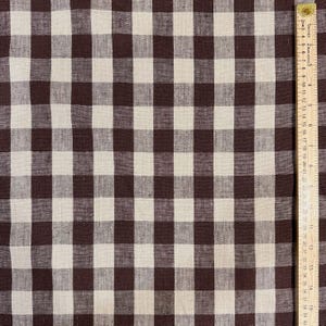 Brown Check Fabric Tablecloth Checkered Chocolate Brown Linen Coverlet Fabric Cafe Fall Table Runner Decor Textile Moody Warm Rustic Fabric image 5
