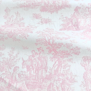 pink toile Fabric for Sewing Cafe Curtain Historical Print Fabric