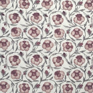 Floral fabric muted red and gray-toned vintage design ideal for living room drapery and decorative textile