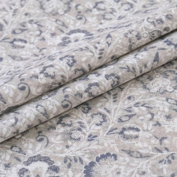Taupe Gray Small Scale Print Fabric Winter Neutral Designer Botanical Pattern Home Decor Sewing Cotton Grey Tone Floral Fabric Medium Weight