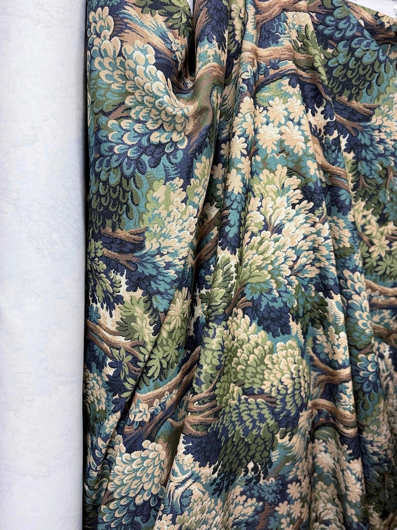 Forest Tapestry Fabric Yardage Bulk Verdure Tapestry Style Wholesale Fabric Discount Green Brown Patterned Somerset Print Upholstery Textile image 1
